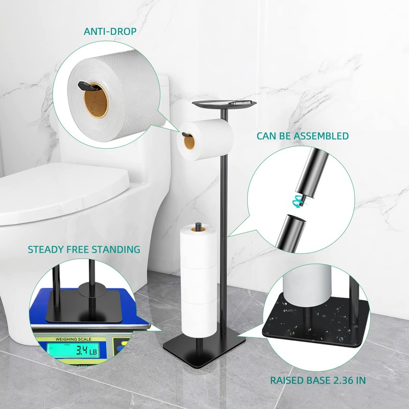 FEILERN Toilet Paper Holder Stand for Bathroom Floor Standing Toilet