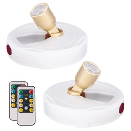 HAMVIDNE LED Spotlight, Battery Powered Picture Lights, Uplighting Indoor, Puck Lights with Remote, Stick Spot Light for Wall Display Picture Dartboard Painting Artwork Accent-2pcs