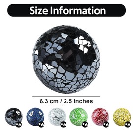 Yazikisa 2.5 Inch Mosaic Glass Orbs Black Crack Decorative Balls for Table Centerpiece Small Round Spheres Tabletop Bowls Tray Vases Festival Decoration Modern Set of 6