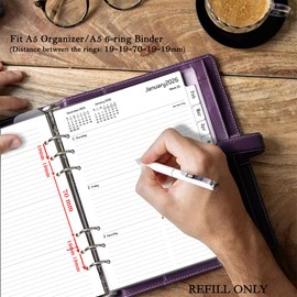 2026 Diary Refill A5 Size, Annual Weekly & Monthly Planner with Tabs, Password, Notes, Contact, UK Holidays, 6 Holes 1 Week on 2 Pagas Organizer Inserts, 100 GSM Paper, Jan.26-Dec.26