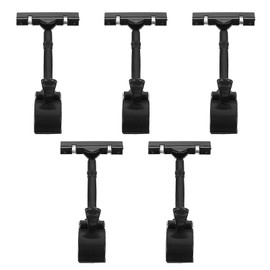 Gadpiparty 5pcs Plastic Merchandise Sign Clip Display Price Table Tag Clips Stand Price Display Holders Tag Clip Clothing Rack Sign Price Table Tag for Shopping Malls Supermarkets Black
