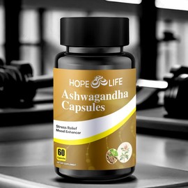 HOPE LIFE Ashwagandha Capsules, Stress Relief and Mood Support Supplement, 60 Capsules