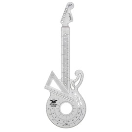Suck UK Rockstar Ruler, 15 cm Ruler, Protractor & 60° Geometry Set, Transparent Shatterproof Ruler, Math Set, Clear Plastic Ruler, Music Stationery Ruler Set