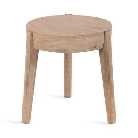 Kate and Laurel Vola Round Wood Side Table, 17 x 17 x 18, Natural Wood, Transitional End Table for Use as Bedside Nightstand, Living Room Ottoman, or Bedroom Vanity Stool