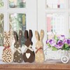4 PCS Easter Bunny Wood Signs Farmhouse Wooden Bunny Table