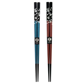Couples Chopsticks, Silver Cherry Blossoms, Blue, Red, Design with Paulownia Box and Wrapping, Golden Wedding Gift, Wedding Anniversary, Parents, Dad, Mom, Grandpa, Grandma, Friends, Boss, Teacher,