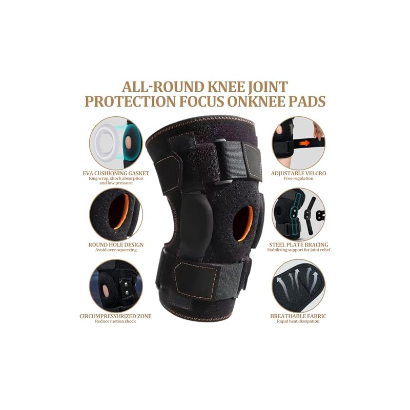 2 PCS Hinged Knee Brace Support for Men & Women,