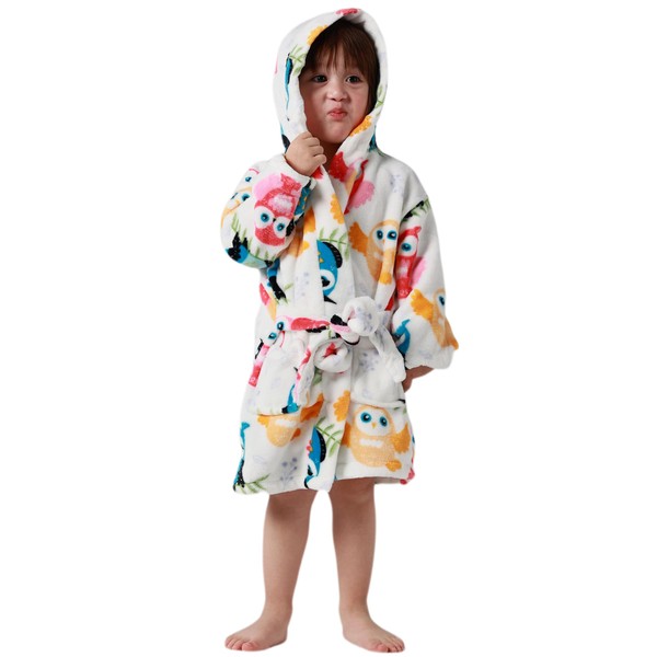 DELEY Children's Bathrobe Boys Girls Hooded Robes Toddler Pyjamas Sleepwear