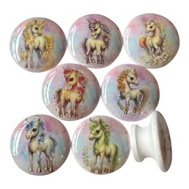 Twisted R Design Unicorn Cabinet Knobs for Kitchen Cabinets and Drawers, Matching Cabinet Knobs and Pulls, 1.5" Round Dresser Knobs (Set of 8 Unicorn Fantasy)