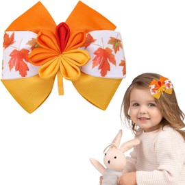 HIFANMM Fall Thanksgiving Hair Clips Maple Leaf Bow Hair Accessories for Women Girls Autumn Leaf Handcrafted Hairpins Orange Red Alligator Hair Barrettes for Girls Thanksgiving Party Supplies Decor