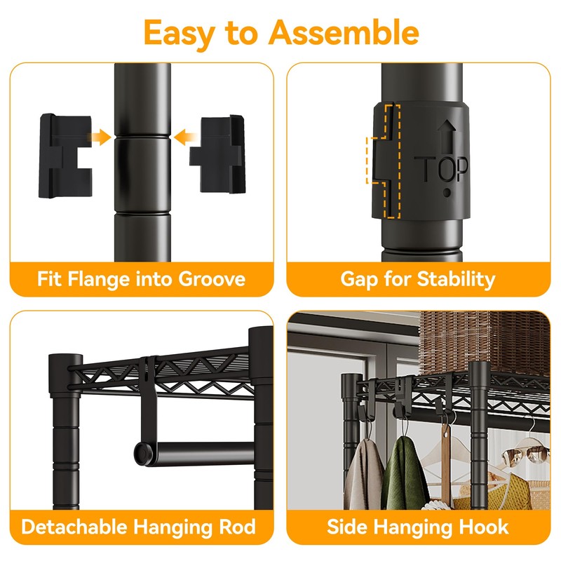 Higeego Rolling Clothing Rack for Hanging Clothes Heavy Duty Garment