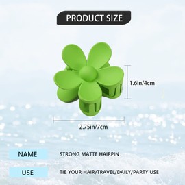 MFCGHXR Pack of 6 Flower Hair Clips, 6 Colours, Matte Hair Clips, Large Hair Clips, Matt, Strong Holding Hair Clip for Medium Thick Hair, Women, Girls, Hair Accessories