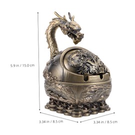 FUTUREORYY Vintage Windproof Metal Ashtray with Lid Portable Dragon Design for Use Stylish Table Decor for Home Office and Patio