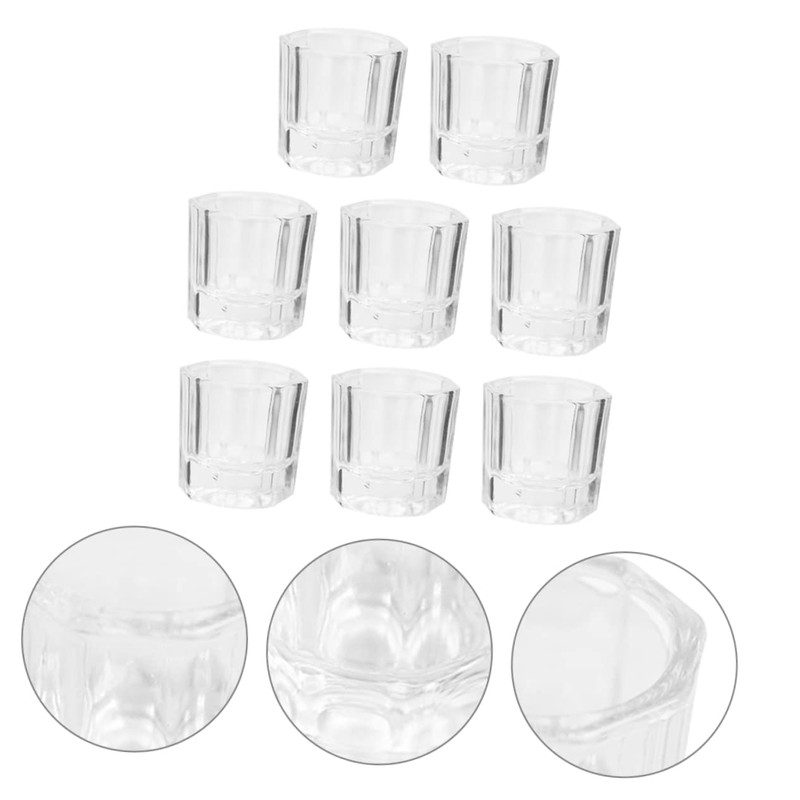 TOVINANNA 8Pcs Nail Art Cleaning Cups Elegant Glass Manicure Accessory