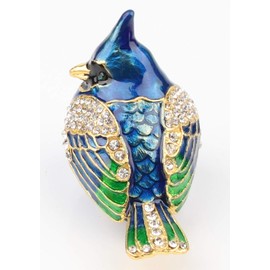 SEVENBEES Bird Trinket Box Metal Enameled Animal Figurines Collectable Wedding Jewelry Ring Holder Organizer