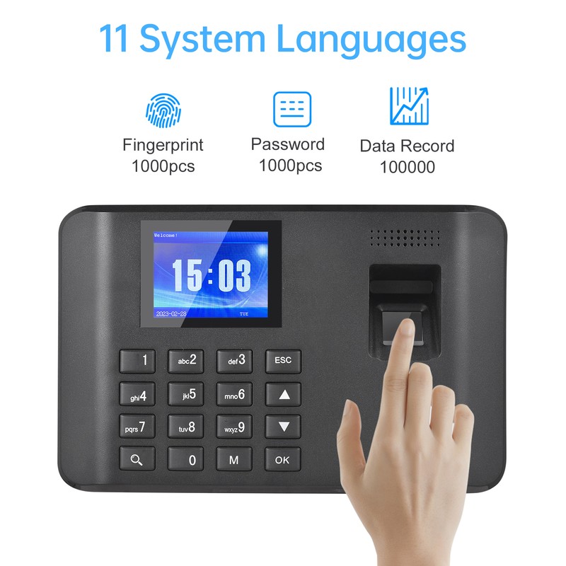 Intelligent Biometric Fingerprint Password Attendance Machine Time Clock Employee Checking-in