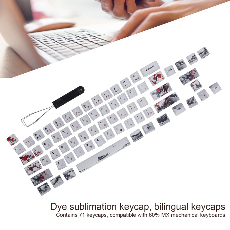Keycaps PBT 5Sided Sublimation 71 Keys Keyboard Caps for Mechanical