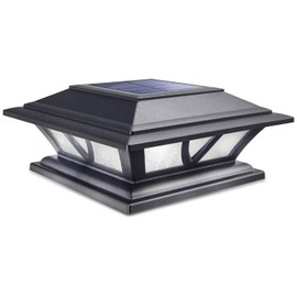 SIEDiNLAR Solar Post Lights Outdoor 2 Modes LED Deck Fence Cap Light for 4x4 5x5 6x6 Posts Patio Garden Decoration Warm White/Cool White Lighting Black (1 Pack)