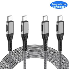 Durcord 2Pack 10 pies Cable Cargador USB C - Carga Rápida 100W para Android/Teléfono/Tableta, Tipo C a Tipo C Compatible con iPhone 17/16/15 Pro Plus 