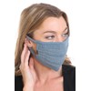 C.C Reusable Washable Knit Ribbed Face Mask, Ribbed Steel Blue