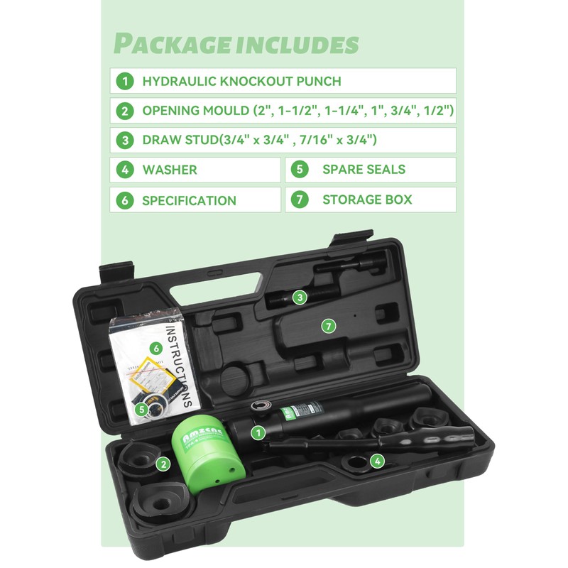 AMZCNC Hydraulic Knockout Hole Punch Driver Kit 1/2 to 2