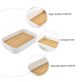 FOMIYES Sturdy Wood Grain Desktop Box Foldable Storage Cube for Cosmetics Stationery Office Organization