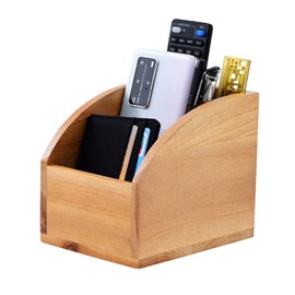 BONNY DODO Remote Control Holders Organizer Box for Table Small Solid Wooden Desk Farmhouse Home Decor Caddy Basket Store Tv Remote for Media Player,Pencil,Glassees&Office Supplies (Wood, S)