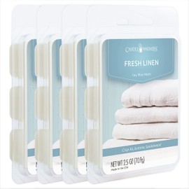 Candle Warmers Etc Classic Wax Melts 2.5oz, Fresh Linen Fragrance (4-Pack) – Each Pack has x4 2.5 oz Wax Melts and 30 Hours of Fragrance – Perfect for bedrooms, Living Rooms, and bathrooms