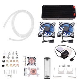 PC DIY Water Cooling Kit, 240mm Cooler CPUGPU Water Cooling Block with Pump & Reservoir, LED Fan Heat Sink Computer Water Cooling Connectors Kit