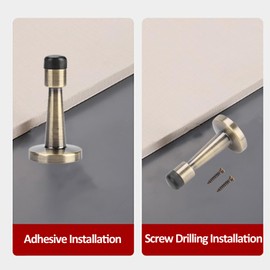 Door Stopper, Akozon Door Wall Protector Brushed Brass Door Stop Antique stoppers Zinc Alloy and Rubber Anti-Collision Holder Home Hotel Office Accessory (Bronze)
