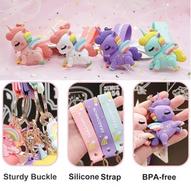 Rainbow Unicorn Keychain, OLIYuMi Cute Keychain Lanyard Unicorn Bag Keychain for Women Girls and Boys (Green)