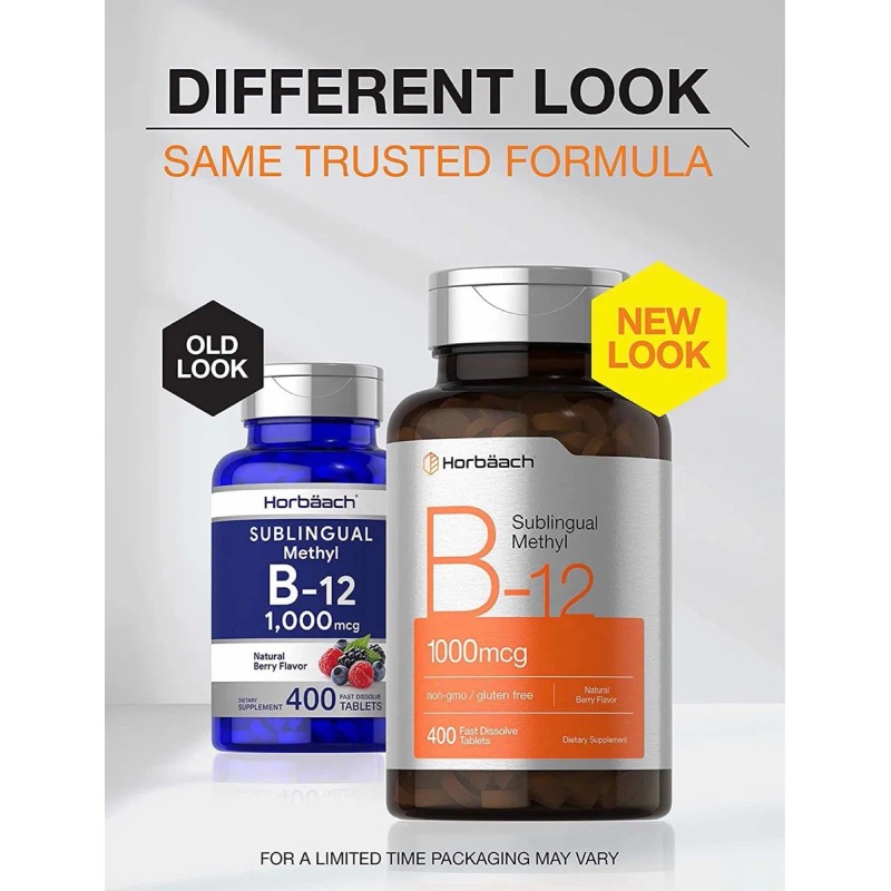 Vitamina B12 1000mcg (400 Tabletas) Metilcobalamina Horb Sabor Berry
