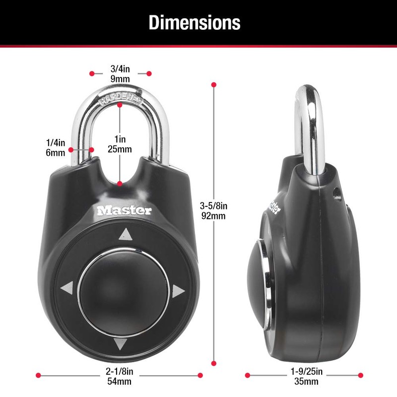 Master Lock 1500iD Set Your Own Directional Combination Padlock, Black