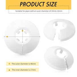 4 Pieces Plastic Radiator Pipe Covers Radiator Pipe Collars Pipe Collars for 15 mm Diameter Pipe, White