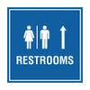 Square Restrooms Up Arrow Sign (Blue) - Medium 1 Pack