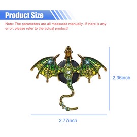 2PCS Bling Wyvern Car Air Vent Clips, Crystal Rhinestone Air Fresheners Outlet Clip, Cute Enamel Dragon Car Diffuser, Car Interior Decoration Charm Accessories for Women men Present (Green)