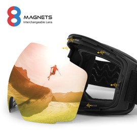 STOMP - anteojos de esquí PRO sin marco, lente intercambiable 100% protección UV400 para hombres y mujeres (lente Blaze VLT 15%)