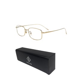$ole only Rimless Lightweight Fashion Glasses, Retro, Glasses Case Included, Small Face Effect, Clear Lens, Square, Stylish, Men's, Women's, Rectangular, Small Face, Backlight, Vintage Eyewear, gold
