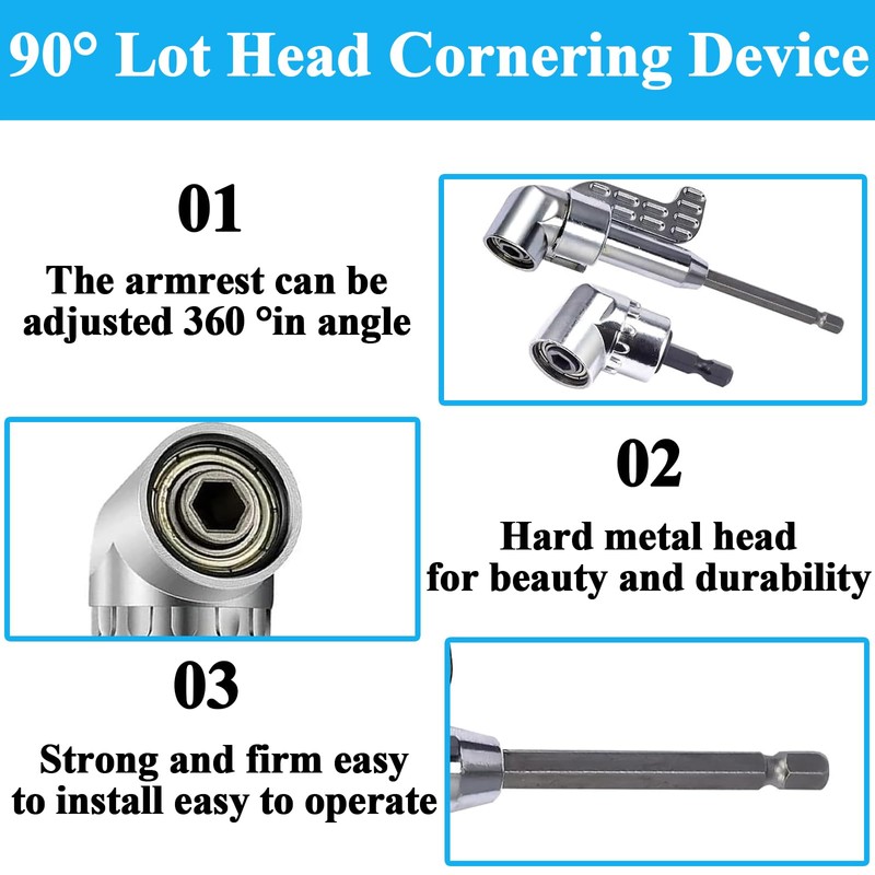 JISRKP Right Angle Drill Attachment, 2PCS, 90 Degree, 1V, Metal,