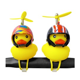 Omeet 2Pack - Lovely Yellow Duck Bike Bell, Kids Bike Horn, Rubber Yellow Duck Bicycle Accessories with LED Light and Propeller - for Kids Toddler Children