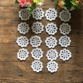 MINDPLUS Set of 18 Mini Hand Crochet Doilies Flowers 2 Inches White Cotton Small Hand Crochet Petals Lace Doilies for Crafts