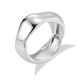 ALEXCRAFT Women's and Men's Gold Silver Chunky Cuff Bangle Open Chunky Design Bracelet Polished Wide Arm Cuff Minimalist Chunky Bangle for Women Men