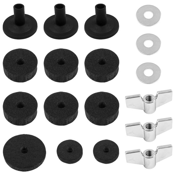 maxin 18 Replacement Cymbal Parts, Drum Hardware Bag, Cymbal Felt hi-hat Clutch Felt Cymbal Cover Base Wing Nut and Cymbal Washer