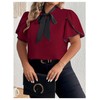 BEAUDRM Women's Plus Size Work Office Blouse Bow Tie Neck