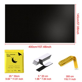 IULONEE Blackout Blind 400x145cm Portable Black Out Blinds Stick On Blackout Window Film Blackout Window Cover Temporary Blackout Blinds Window Blinds No Drilling For Bedroom Nursery Loft Travel