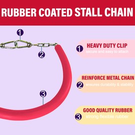 LEXNEL Stall Chain for Horses – 51 Inch Horse Stall Guard with Heavy-Duty Clips, Rubber Coated Stall Guard for Horse Stalls and Trailers (Red)