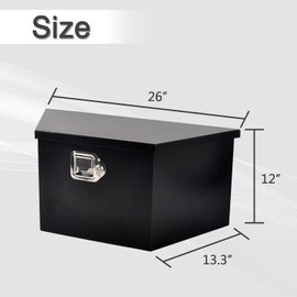 FGJQEFG 26 Inch Black Steel Utility Trailer Tongue Tool Box Wide Utility Trailer Tongue Tool Box RV Storage OrganizerTrailer Storage Tool Box With Lock & Keys (26"X13.3"X12")