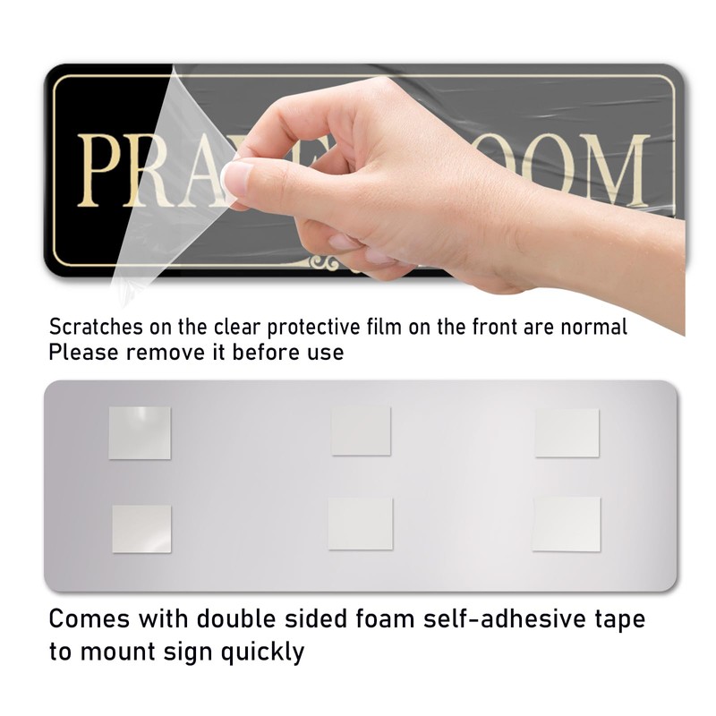 9x3 Inch Prayer Room Sign Acrylic Self-stick Door Wall Signage