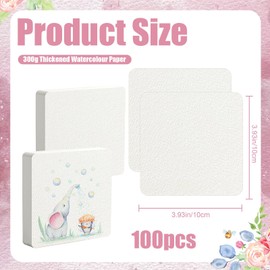 Watercolor Paper, 100 Pcs Watercolor Paper Pad, Watercolor Paper Bulk for Students, Adults, Artists, Sketch Painting (3.9 x 3.9 Inch)