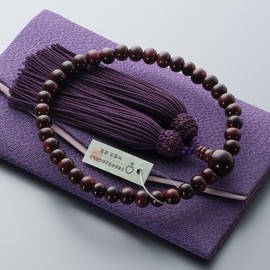 Buddhist Altanya Takita Shoten Prayer Beads, Women's, Rosewood (Glossy) 0.3 inch (8 mm) Ball, Pure Silk Head, Rosary Bag Included, Kyoto Prayer Beads Certificates Included